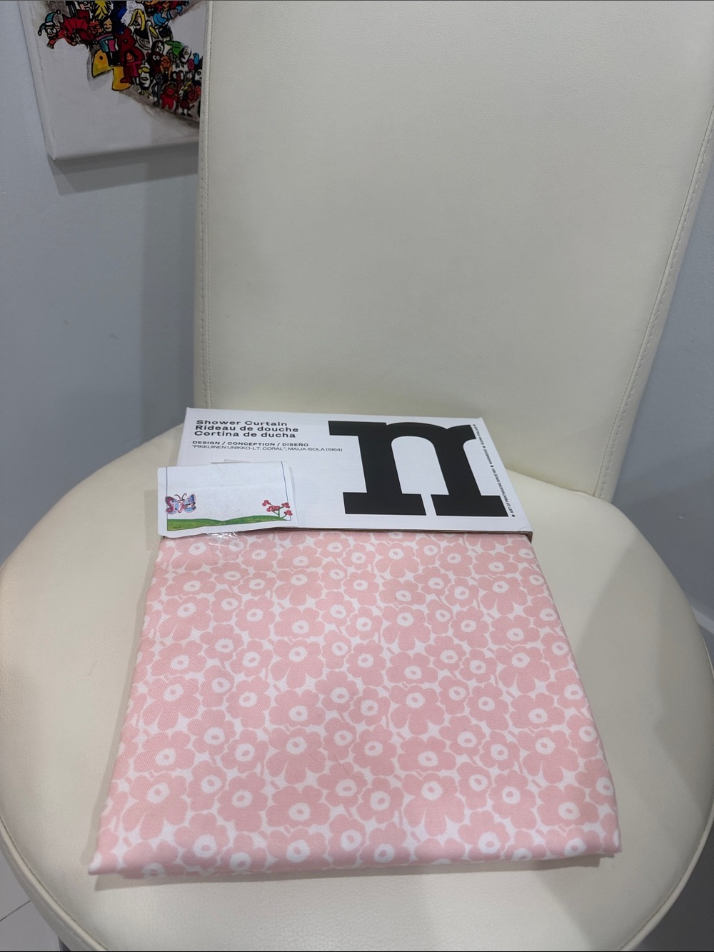 Marimekko Pink and White Floral Shower Curtain